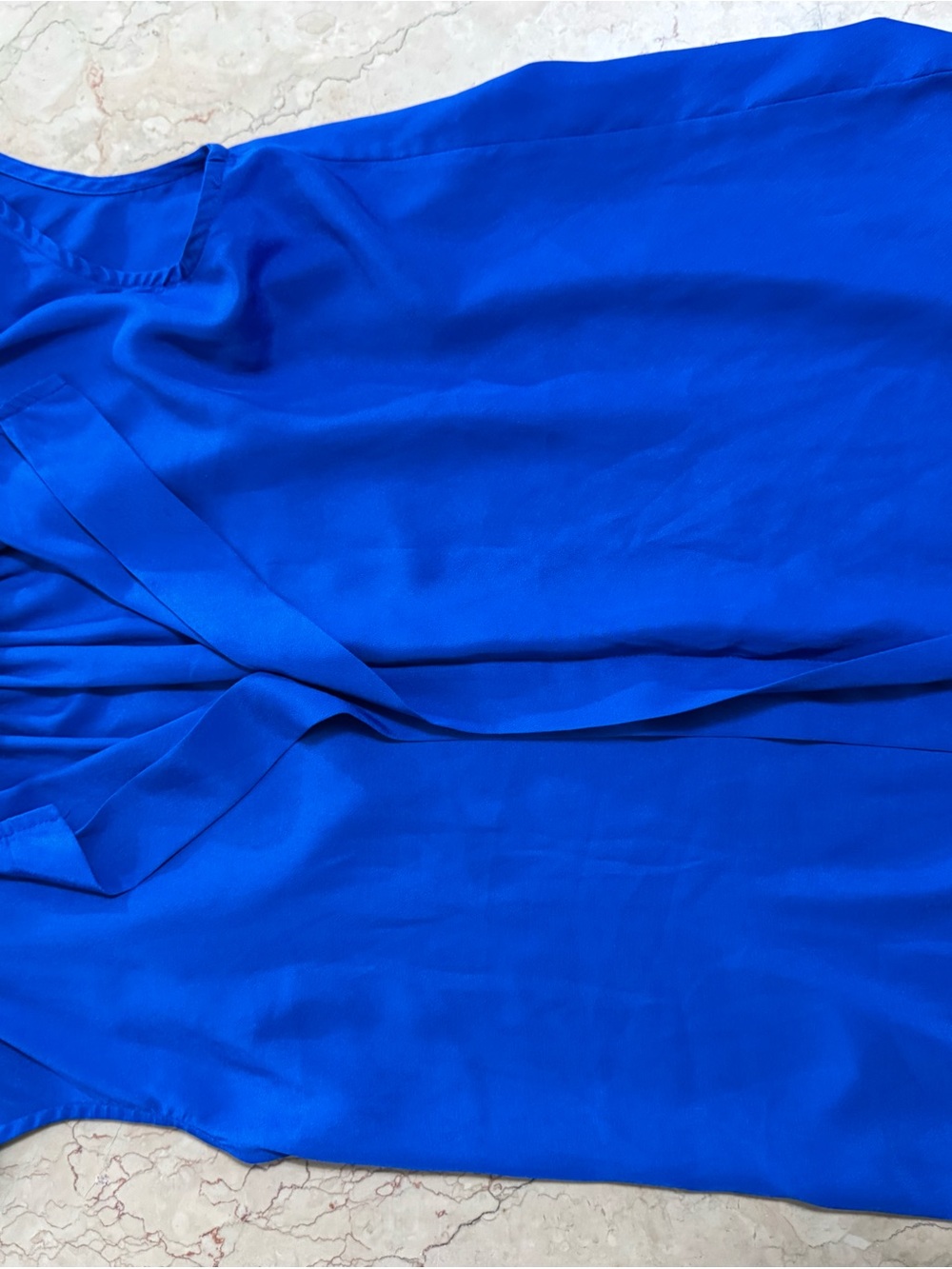 Unk Bright Blue Pleated V Yoke Women's Blouse